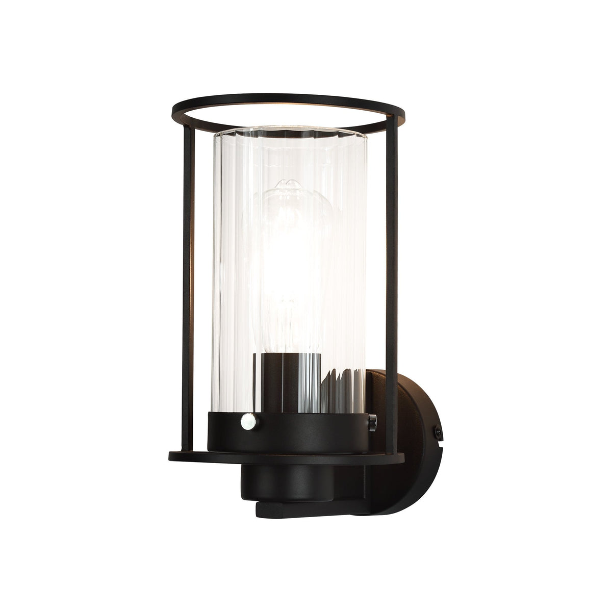 Rackenford Black Wall Light with Clear Glass Shade