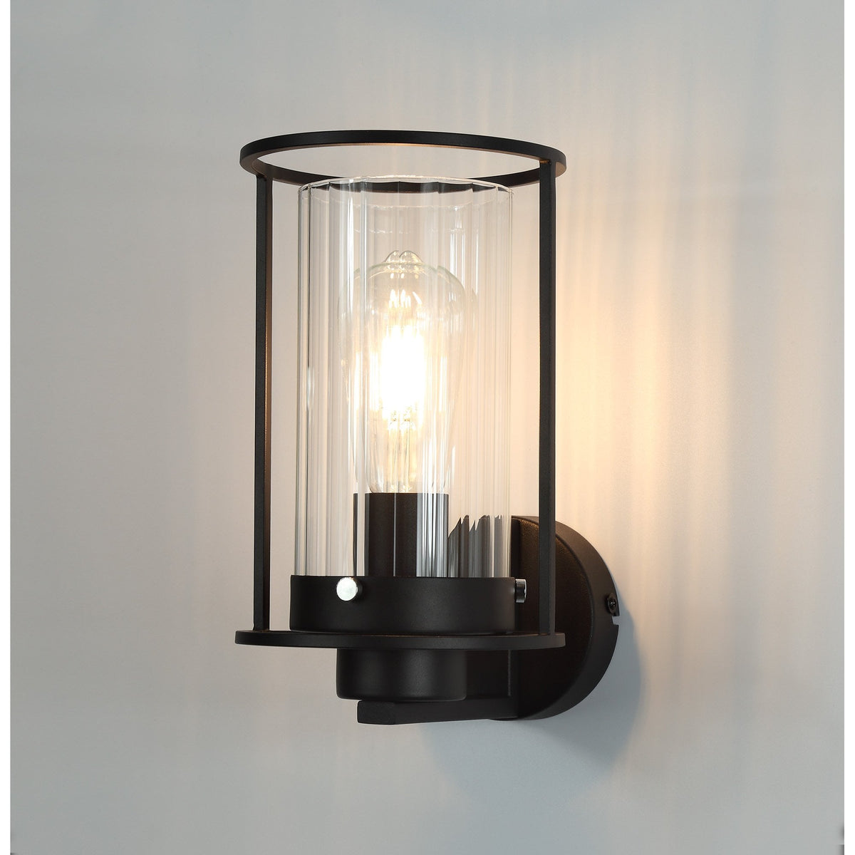 Rackenford Black Wall Light with Clear Glass Shade
