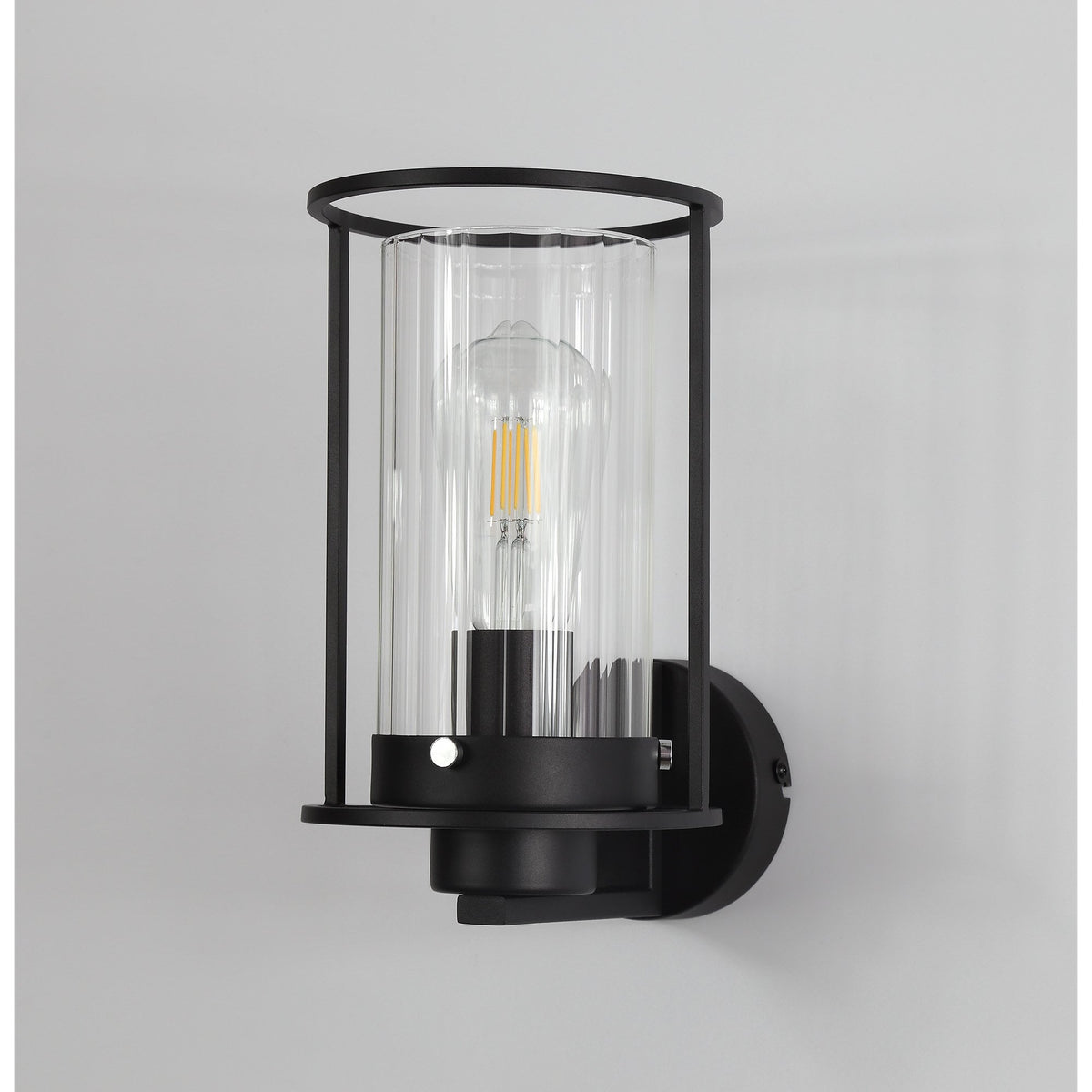 Rackenford Black Wall Light with Clear Glass Shade