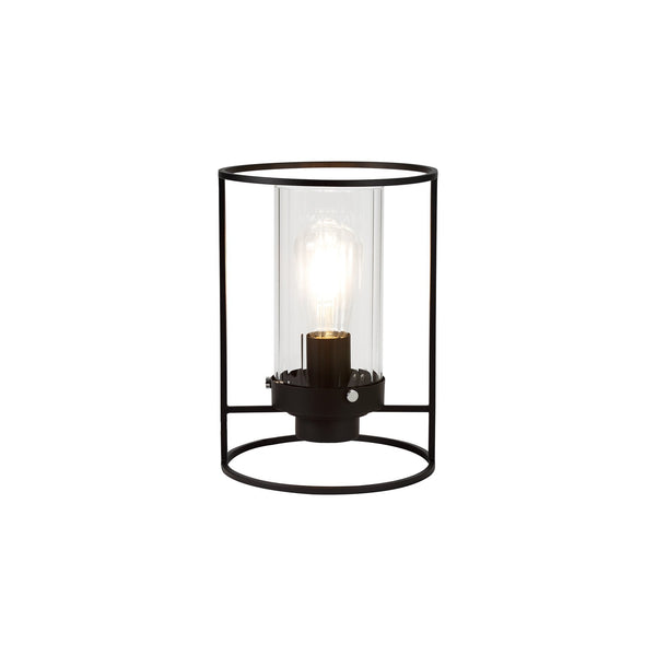 Rackenford Black Table Lamp with Clear Glass Shade