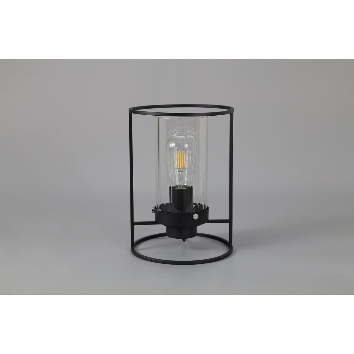 Rackenford Black Table Lamp with Clear Glass Shade