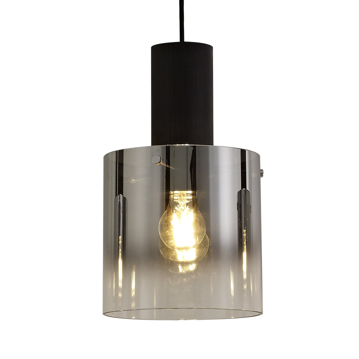 Belstone Triple Linear Pendant in Black & Chrome with Smoke Fade Glass