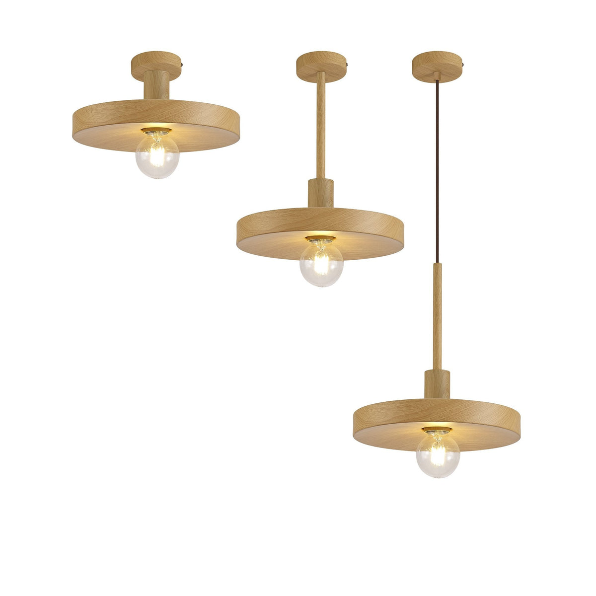 Loxbeare E27 Ceiling Pendant in Wood Effect Finish