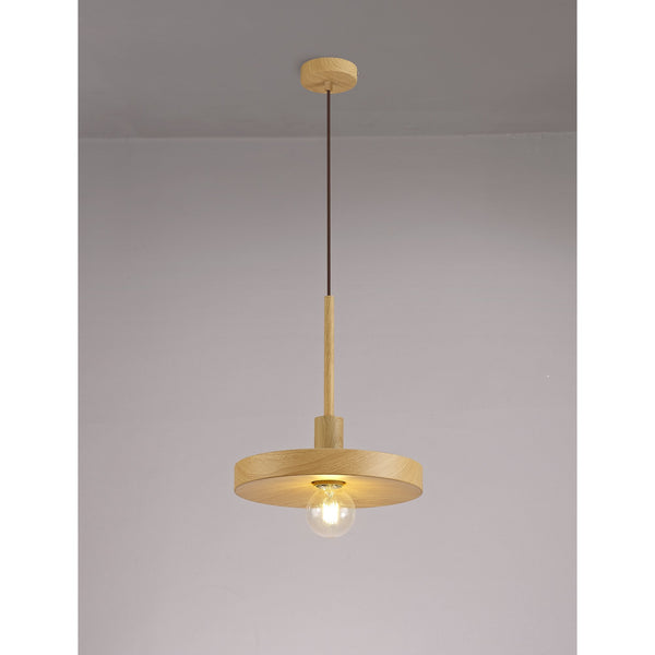 Loxbeare E27 Ceiling Pendant in Wood Effect Finish