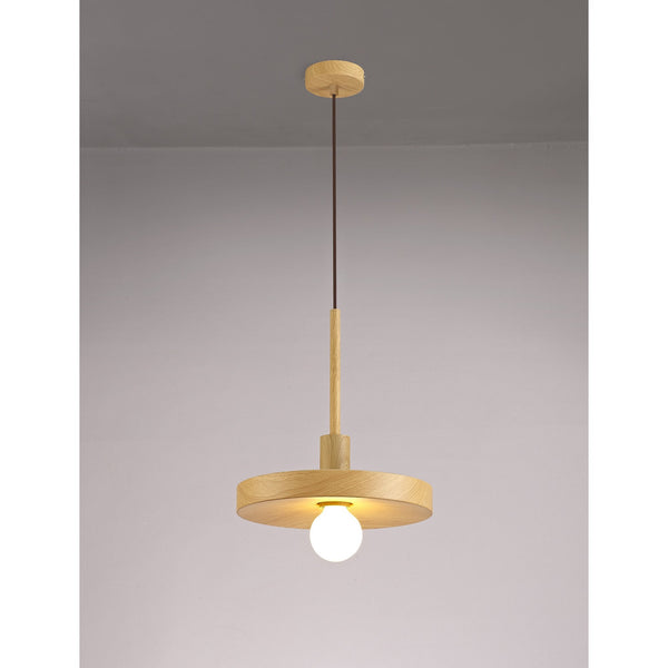 Loxbeare E27 Ceiling Pendant in Wood Effect Finish