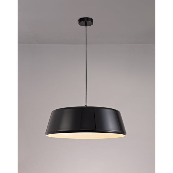 Kingsbridge Large E27 Gloss Black and Gloss White Pendant