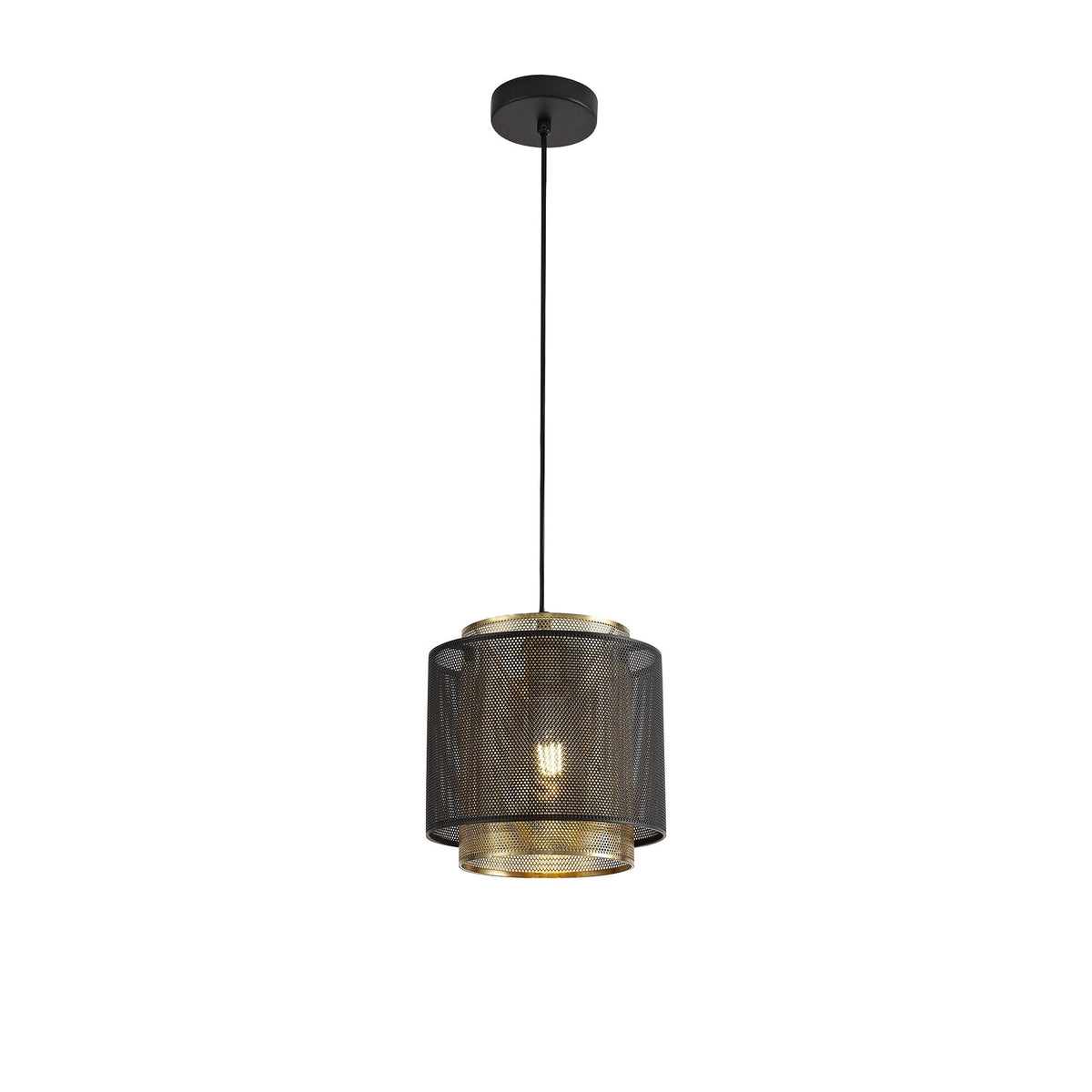 Luffincott Single Small Ceiling Pendant in Black & Gold