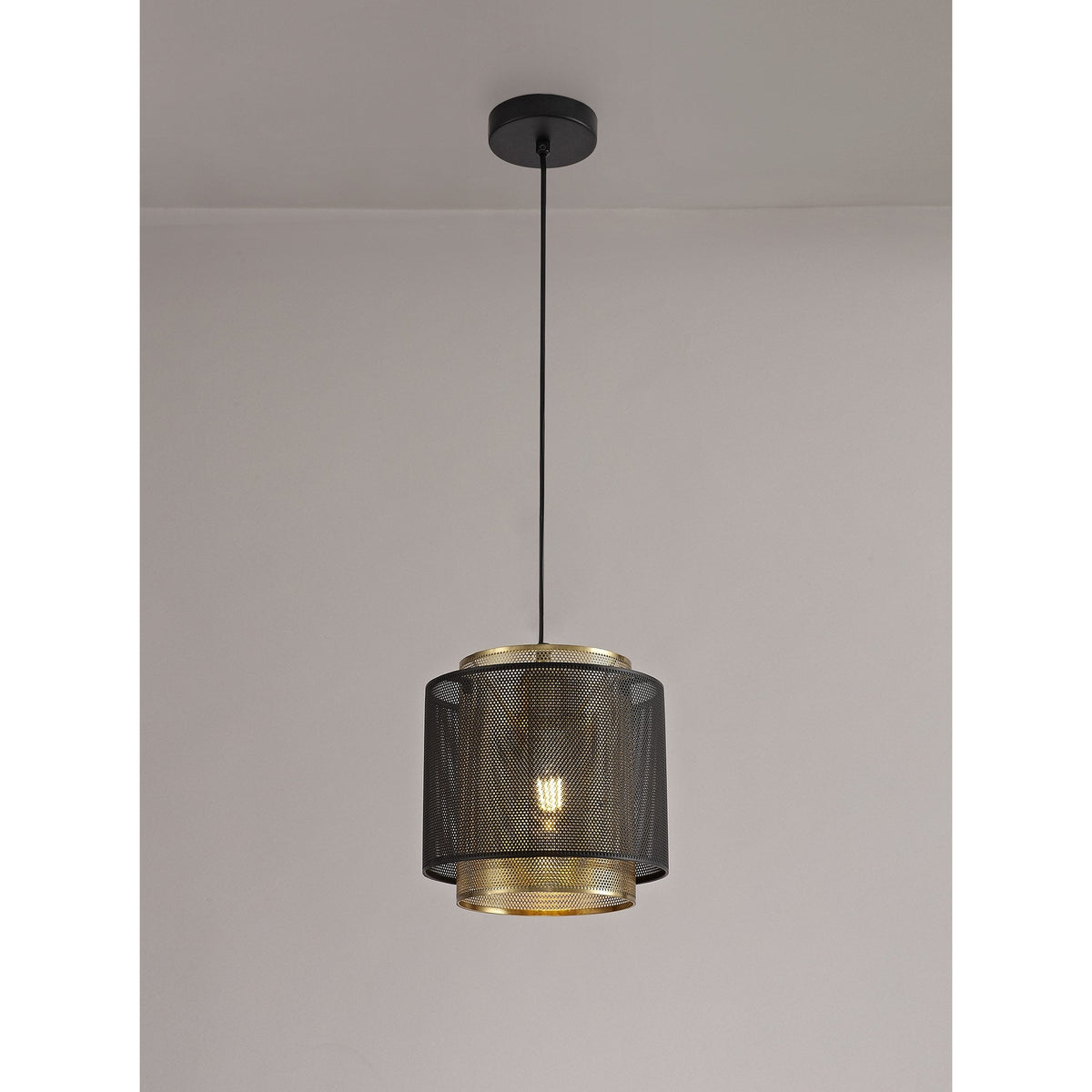 Luffincott Single Small Ceiling Pendant in Black & Gold