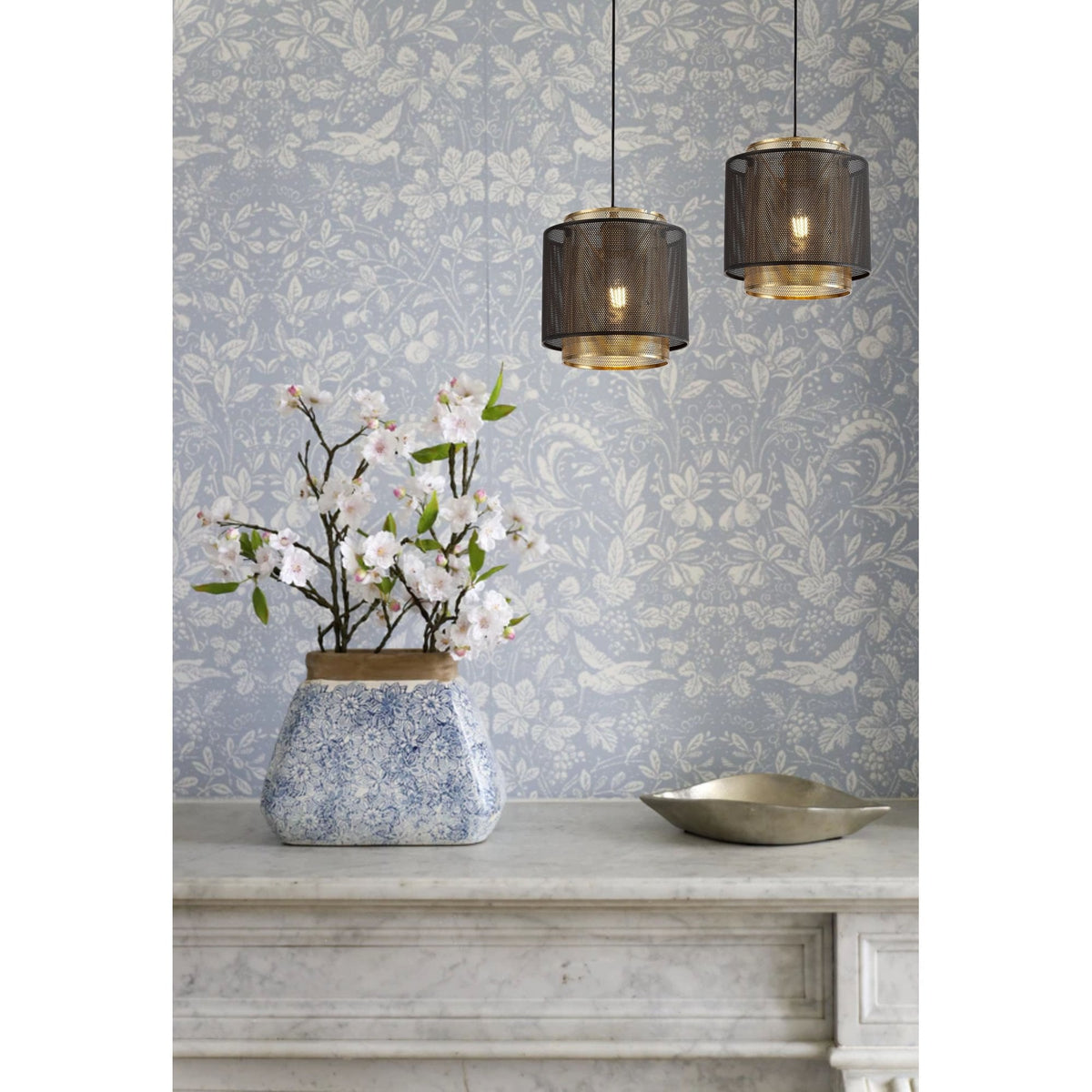 Luffincott Single Small Ceiling Pendant in Black & Gold