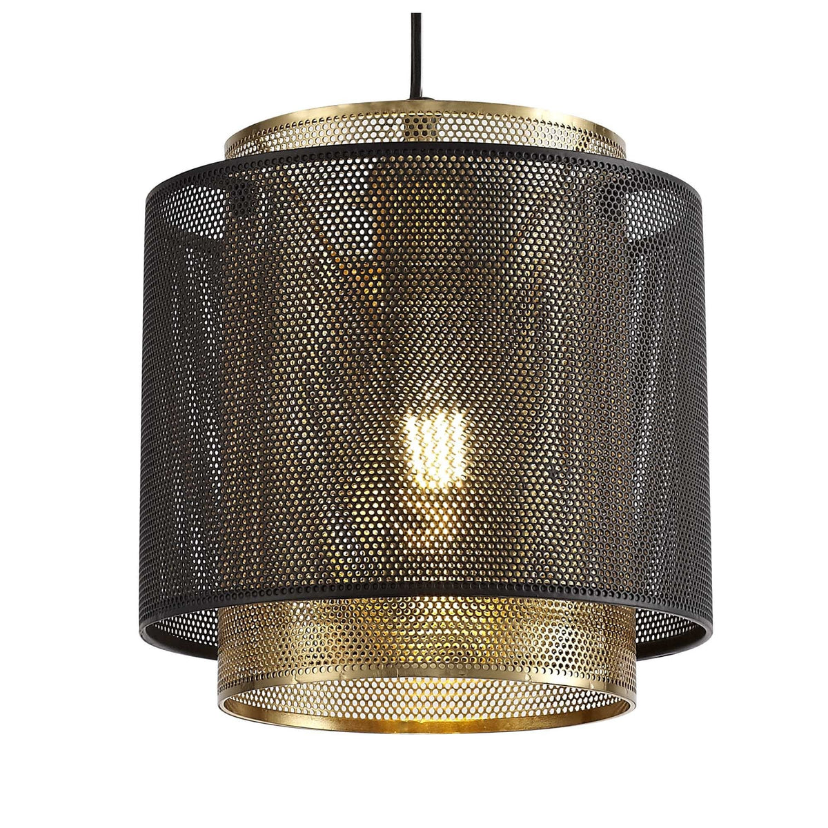 Luffincott Single Small Ceiling Pendant in Black & Gold