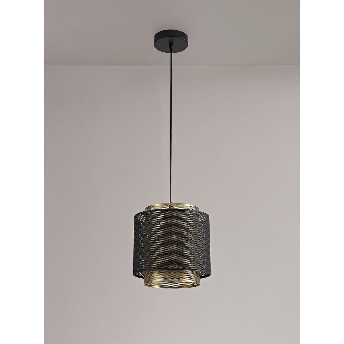 Luffincott Single Small Ceiling Pendant in Black & Gold