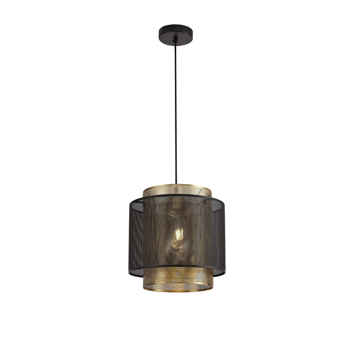 Luffincott Single Large Ceiling Pendant in Black & Gold