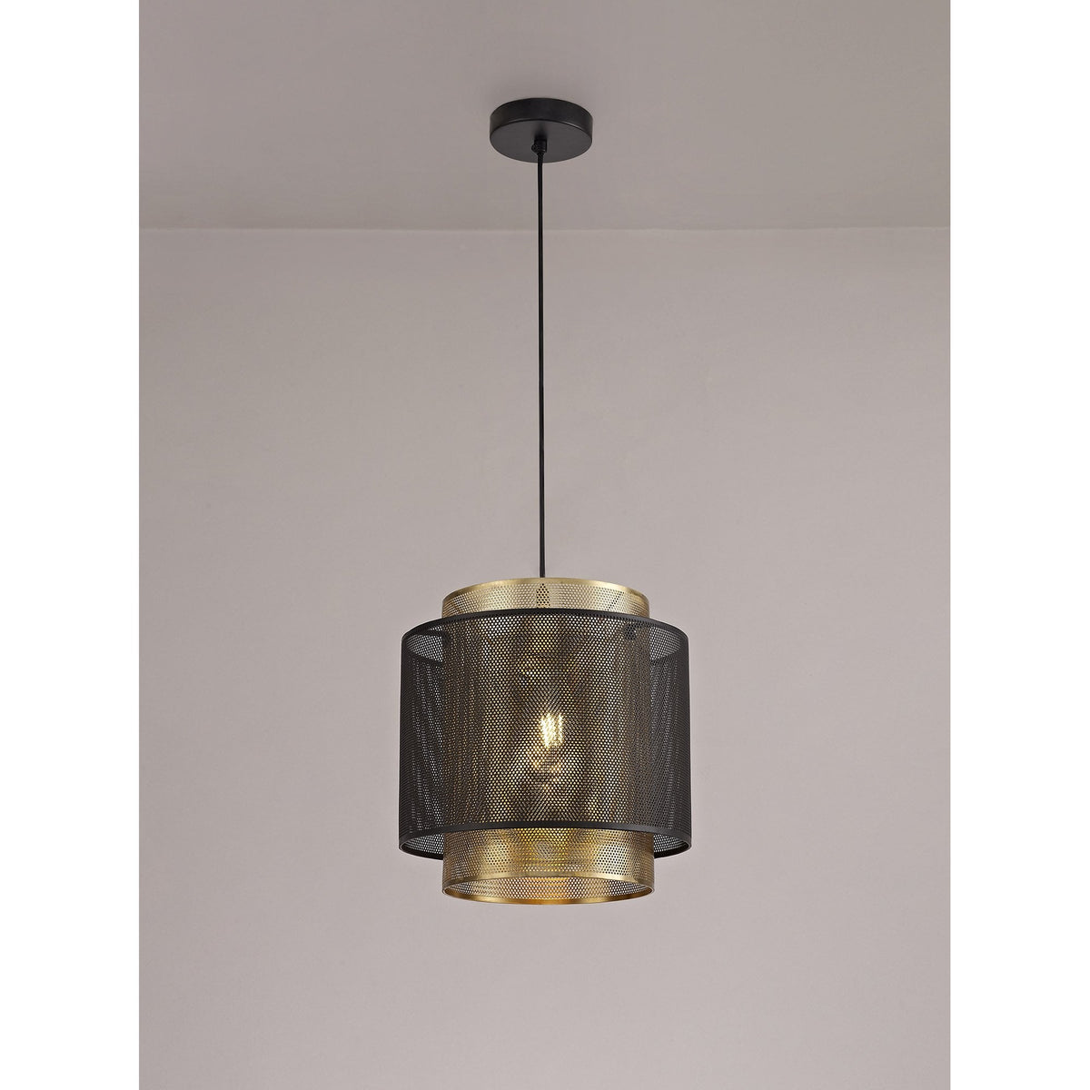 Luffincott Single Large Ceiling Pendant in Black & Gold