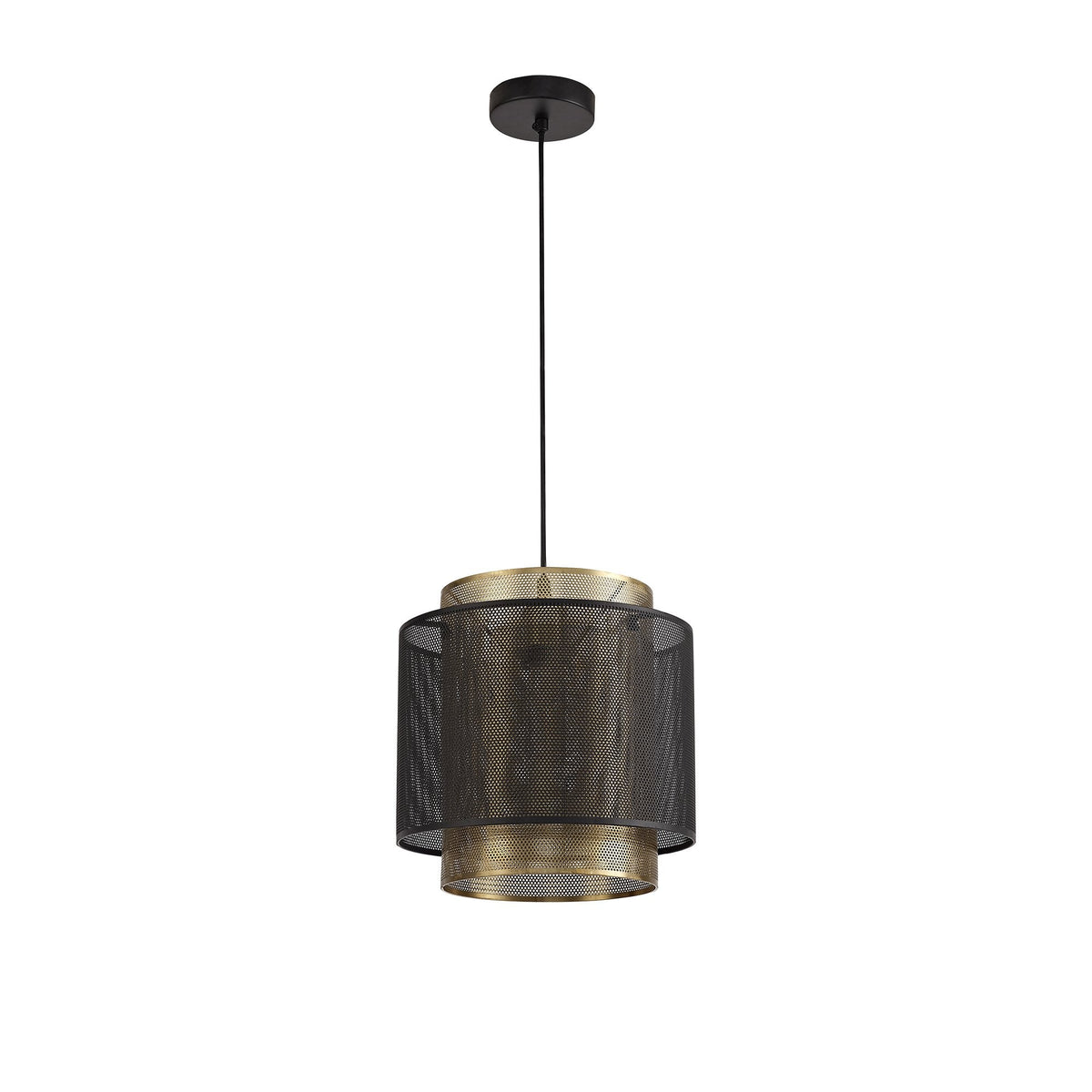 Luffincott Single Large Ceiling Pendant in Black & Gold