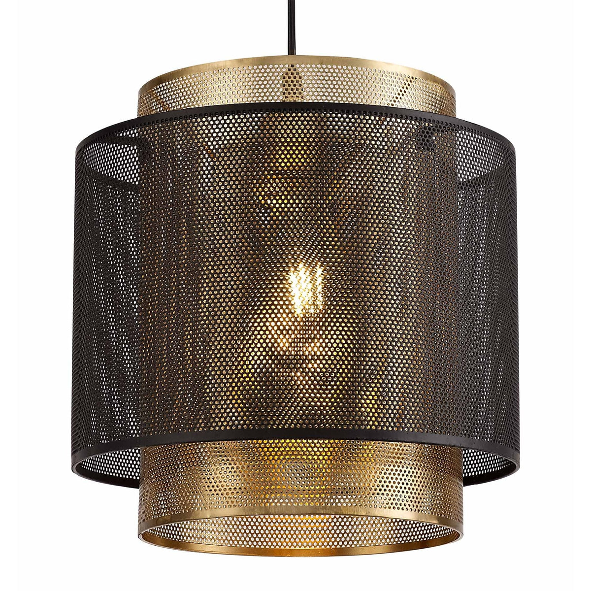 Luffincott Single Large Ceiling Pendant in Black & Gold