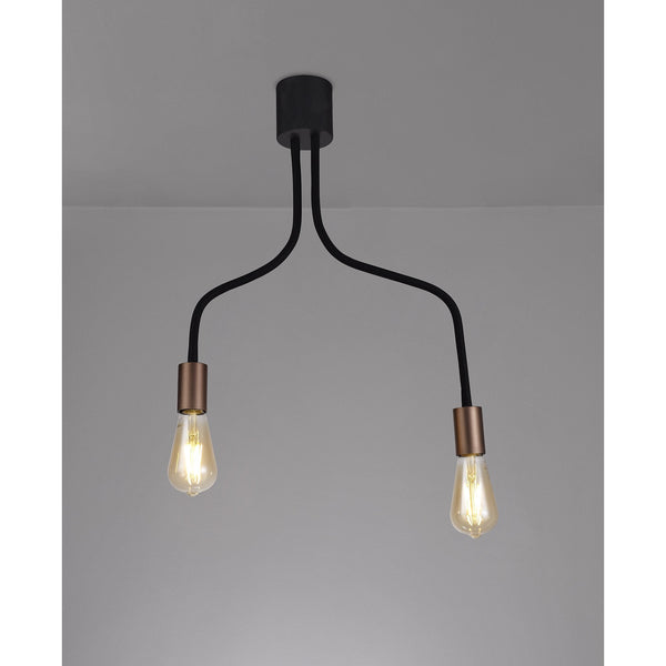 Wooton Flexible Ceiling 2 Light E27 in Black and Brushed Copper