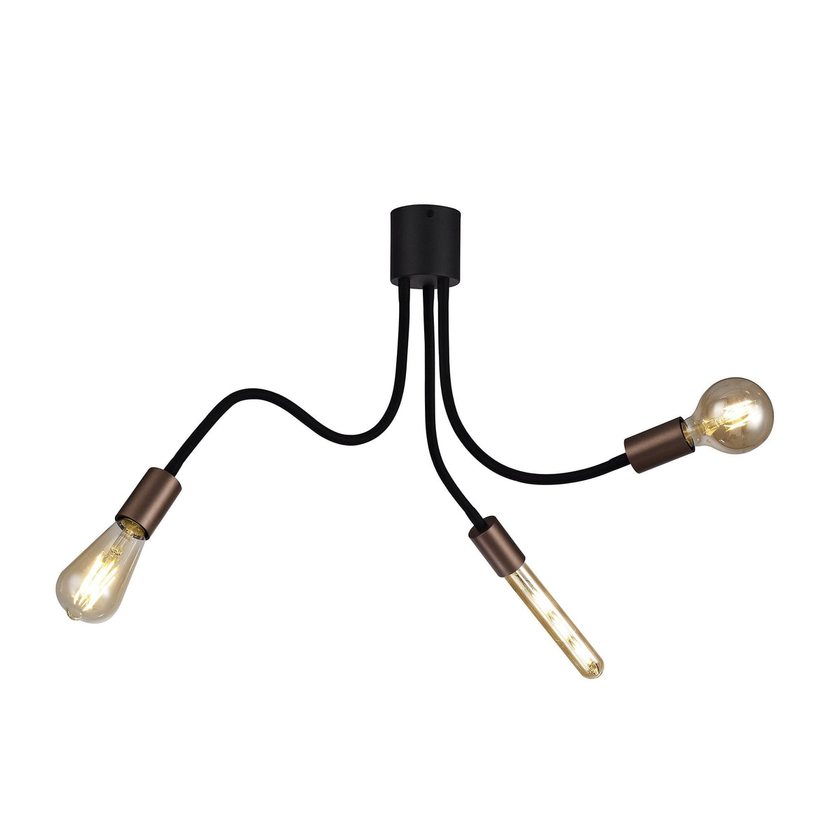 Wooton Flexible Ceiling 3 Light E27 in Black and Brushed Copper