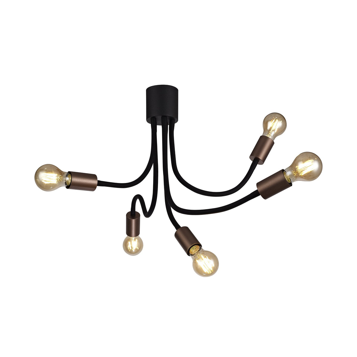 Wooton Flexible Ceiling 5 Light E27 in Black and Brushed Copper