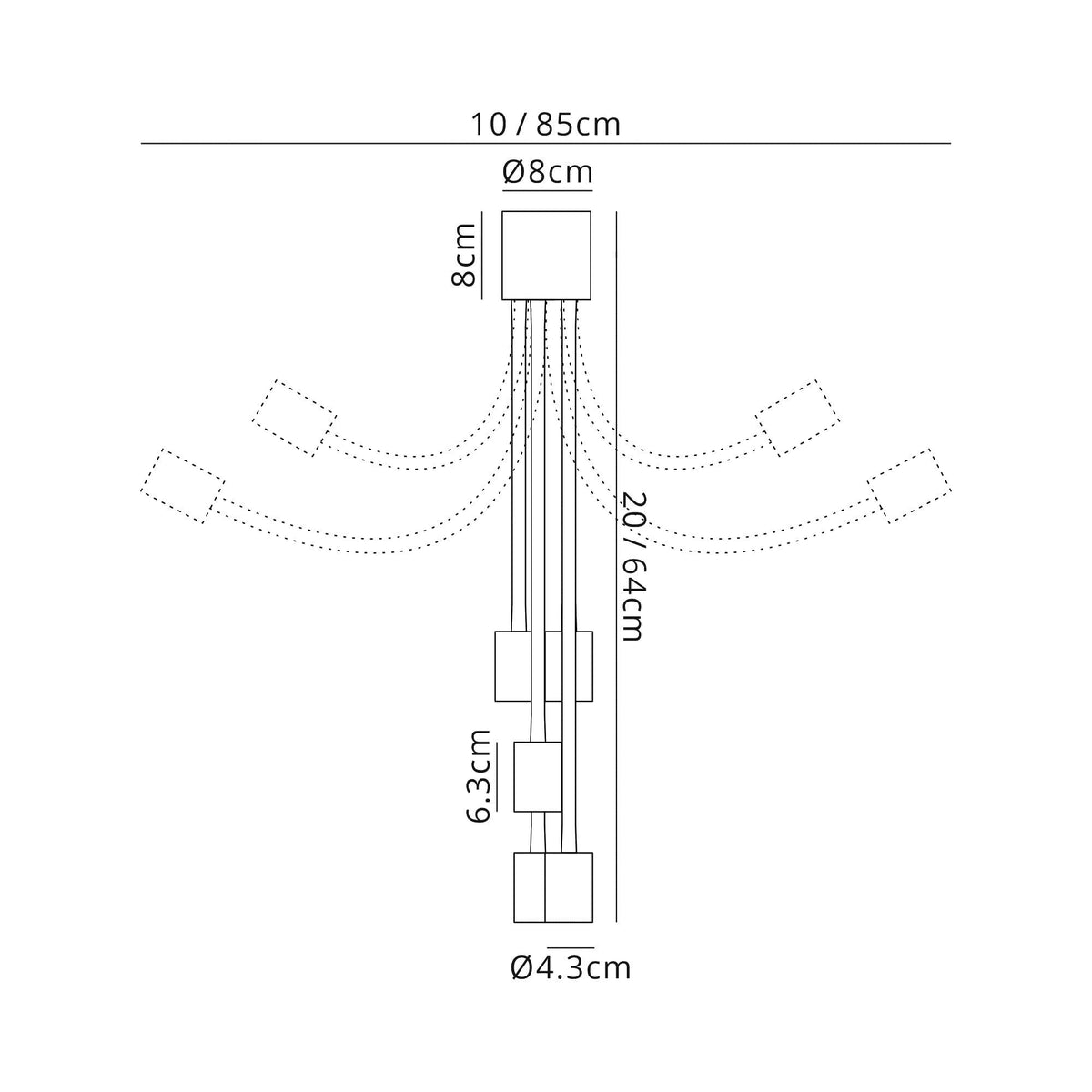 Wooton Flexible Ceiling 5 Light E27 in Black and Brushed Copper