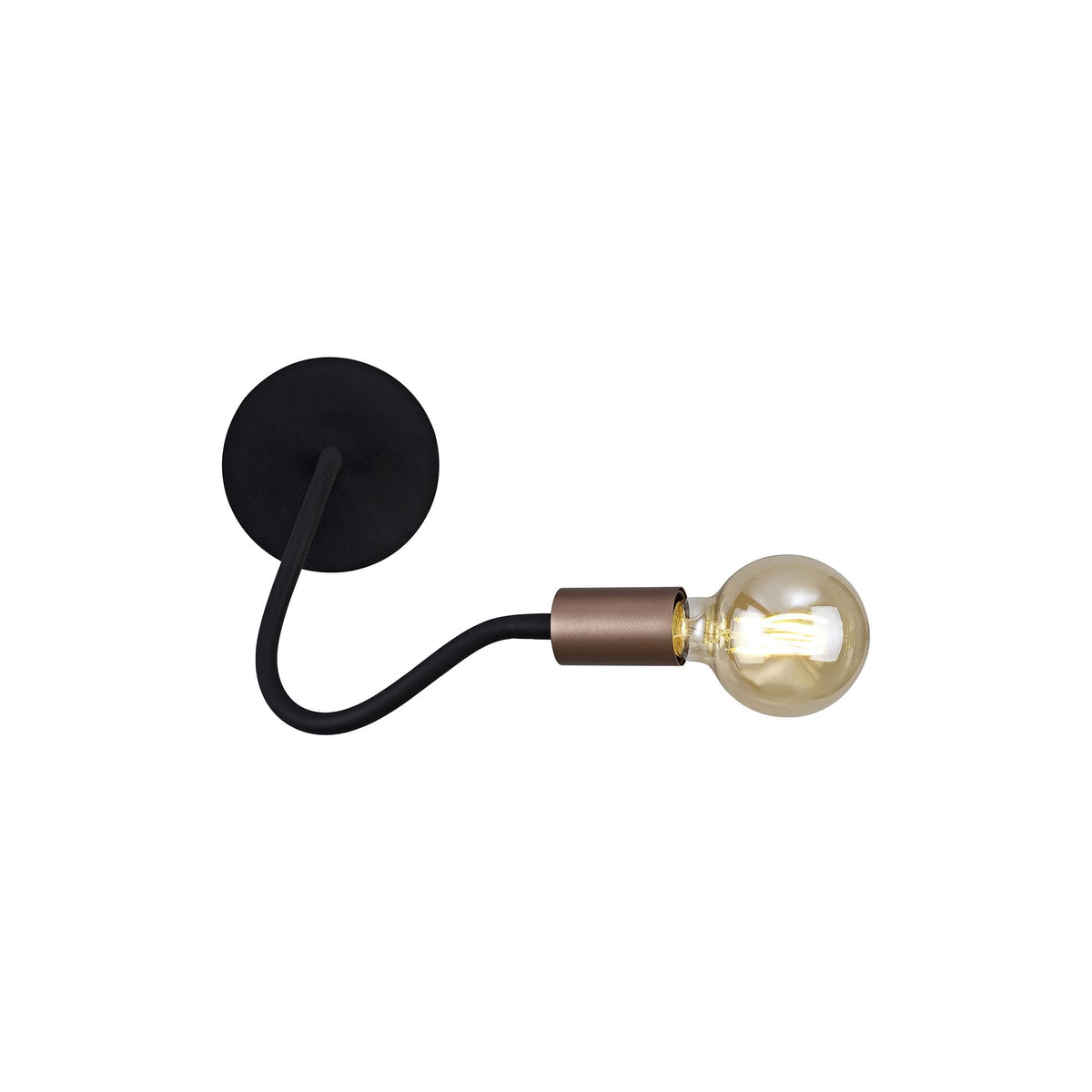 Wooton Flexible Wall Light E27 in Black and Brushed Copper