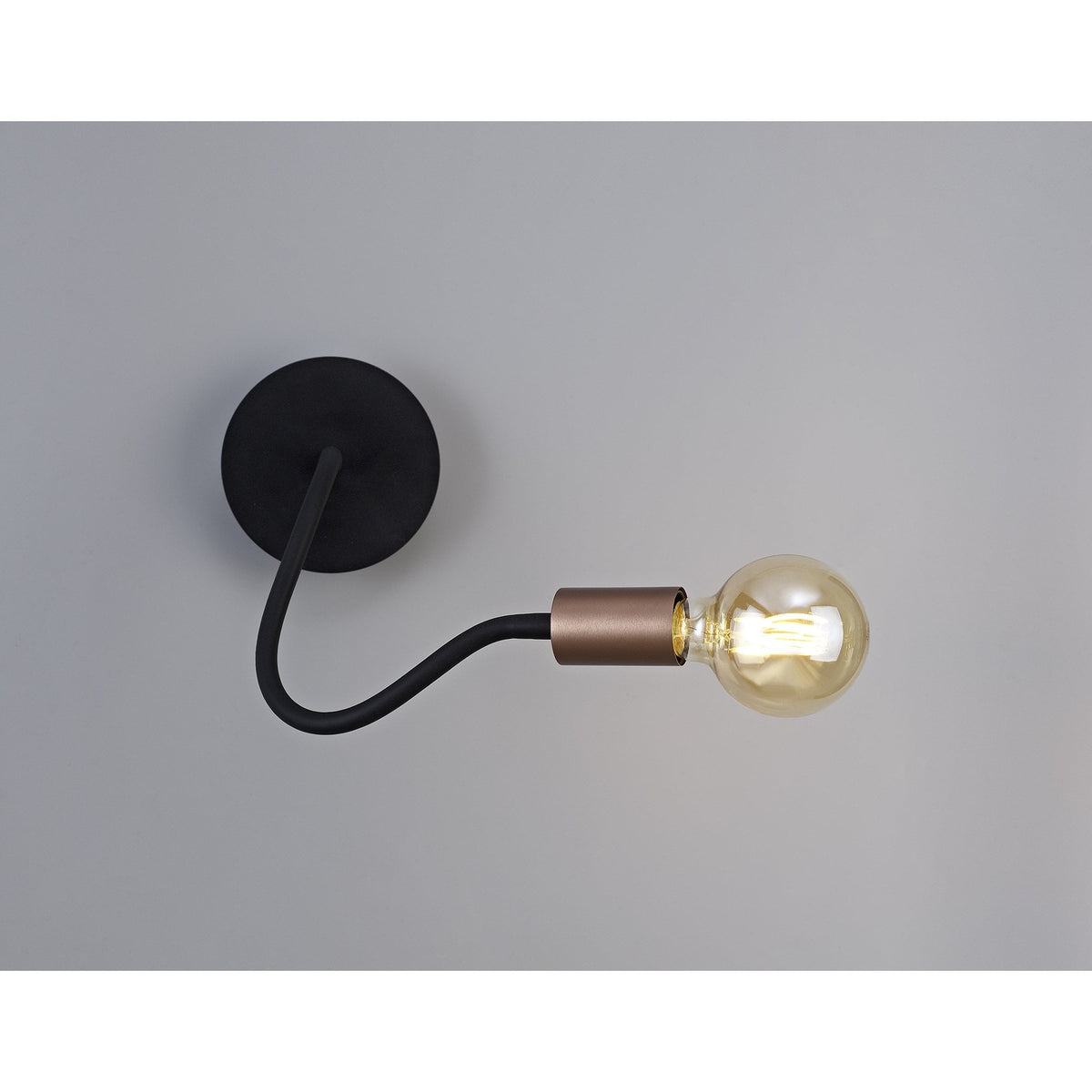 Wooton Flexible Wall Light E27 in Black and Brushed Copper