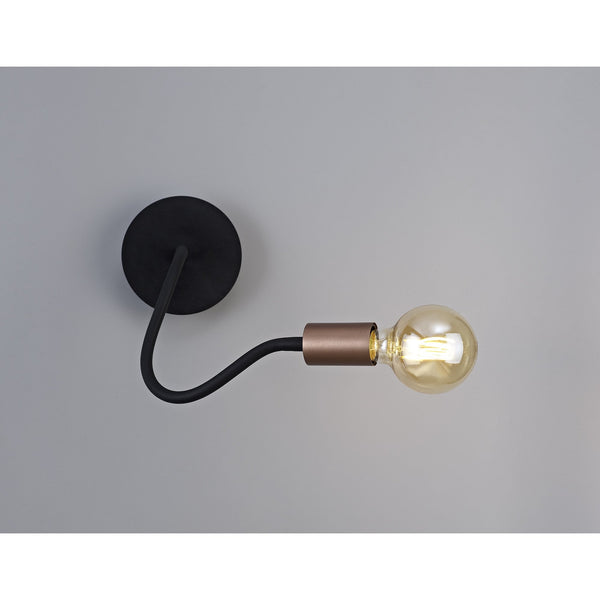 Wooton Flexible Wall Light E27 in Black and Brushed Copper