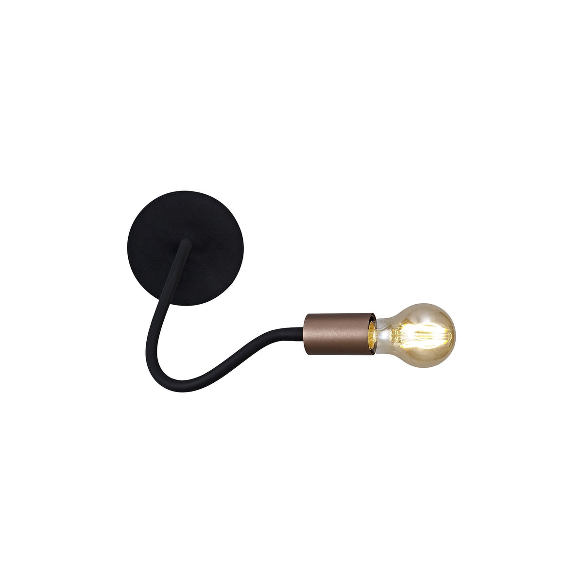 Wooton Flexible Wall Light E27 in Black and Brushed Copper