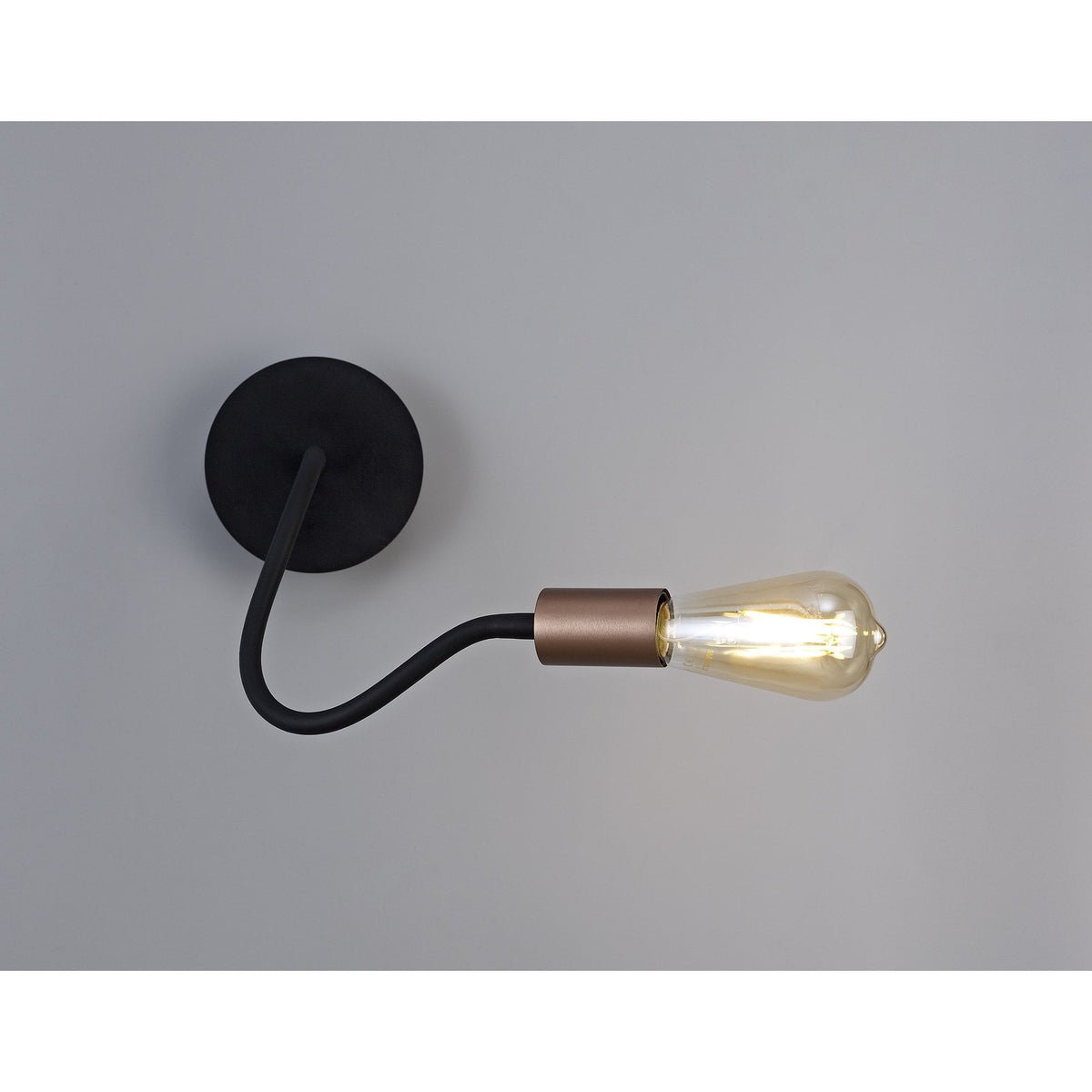 Wooton Flexible Wall Light E27 in Black and Brushed Copper