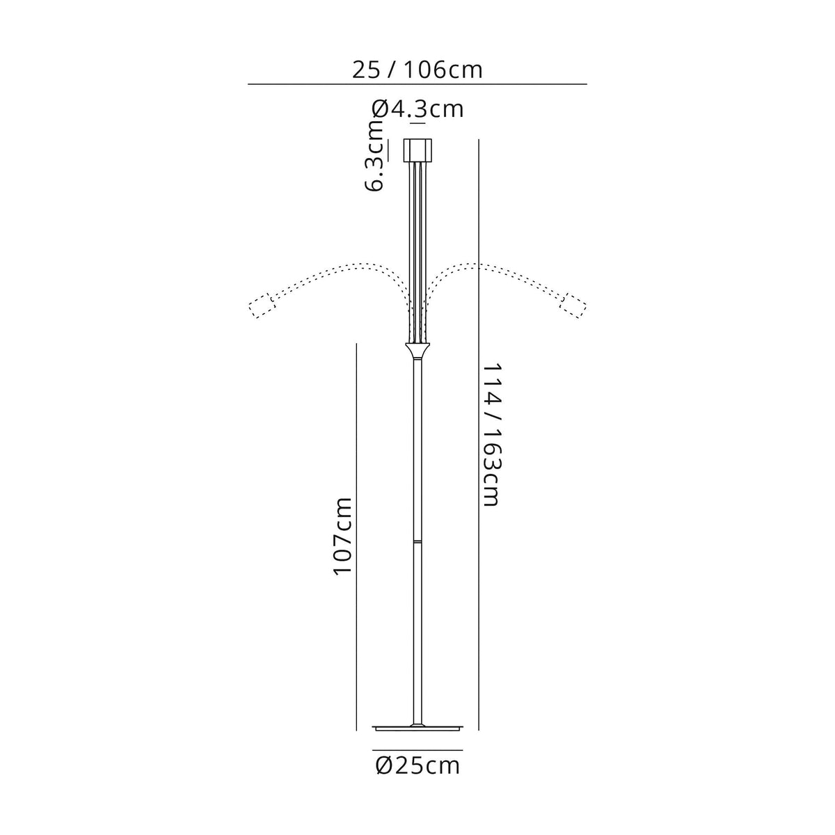 Wooton Flexible 3 Light E27 Floor Lamp in Black and Brushed Copper