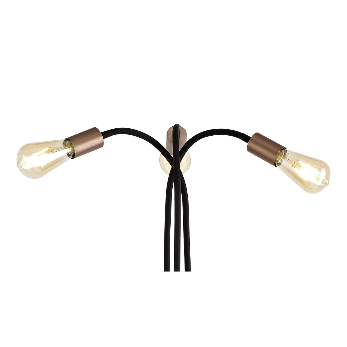 Wooton Flexible 3 Light E27 Floor Lamp in Black and Brushed Copper