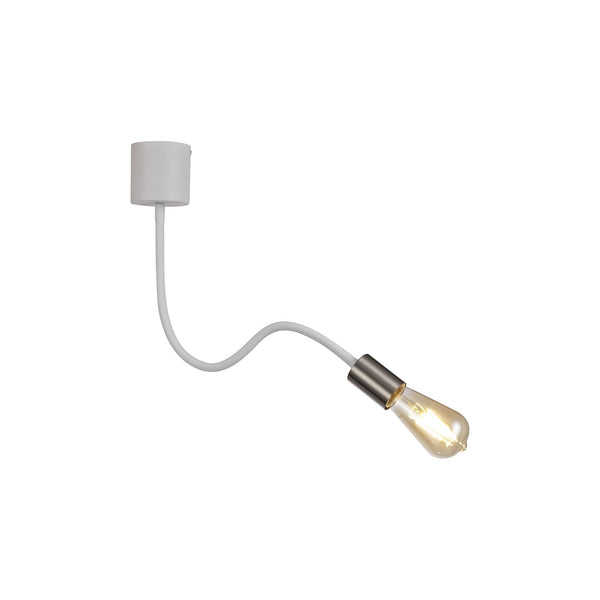 Wooton Flexible Ceiling 1 Light E27 In White and Satin Nickel