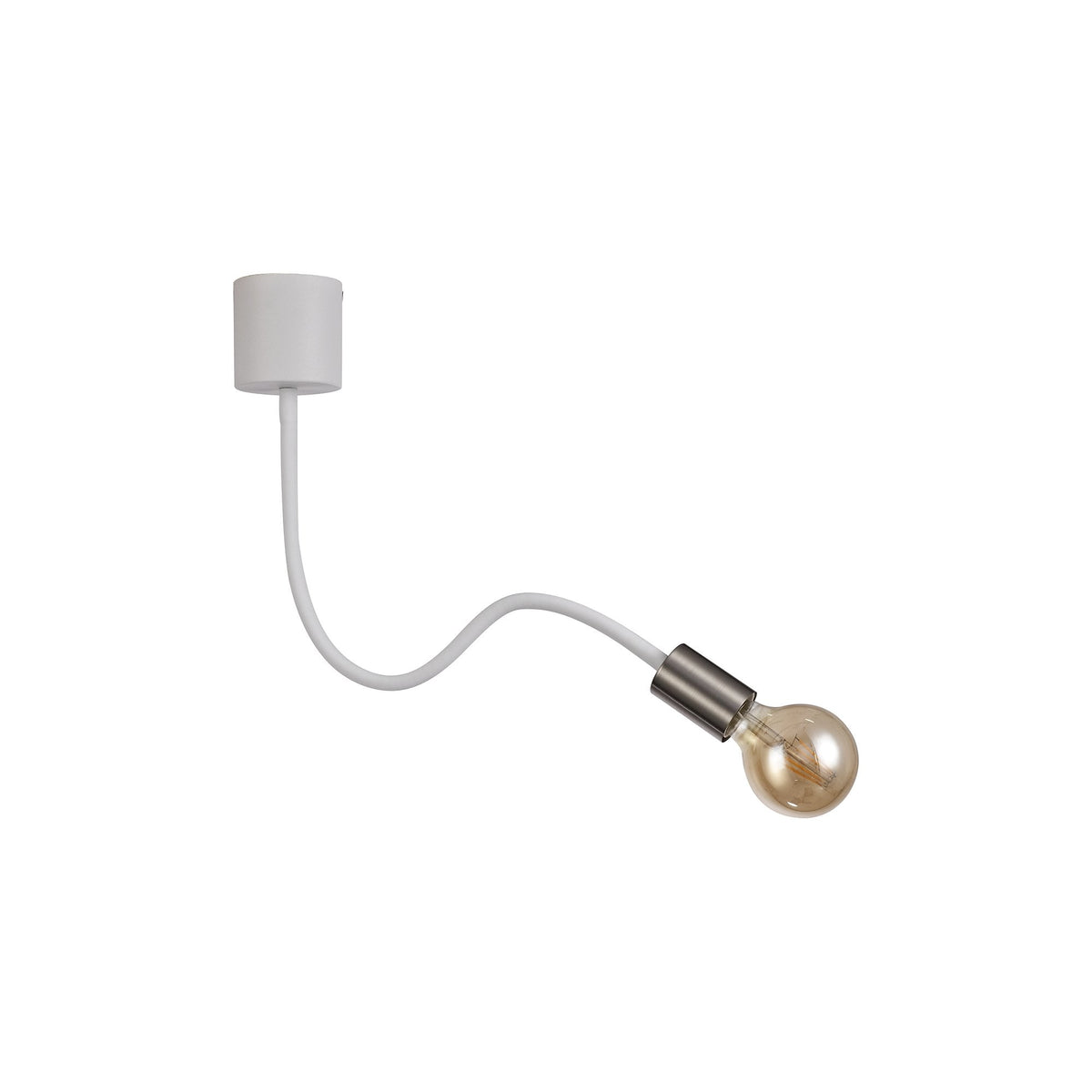 Wooton Flexible Ceiling 1 Light E27 In White and Satin Nickel