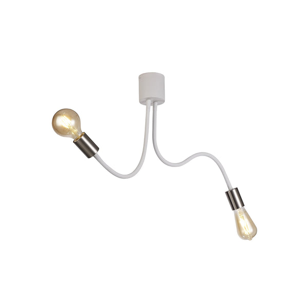 Wooton Flexible Ceiling 2 Light E27 in White and Satin Nickel