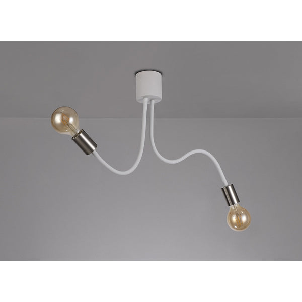 Wooton Flexible Ceiling 2 Light E27 in White and Satin Nickel