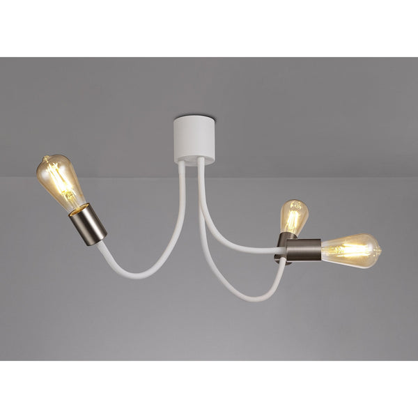 Wooton Flexible Ceiling 3 Light E27 in White and Satin Nickel