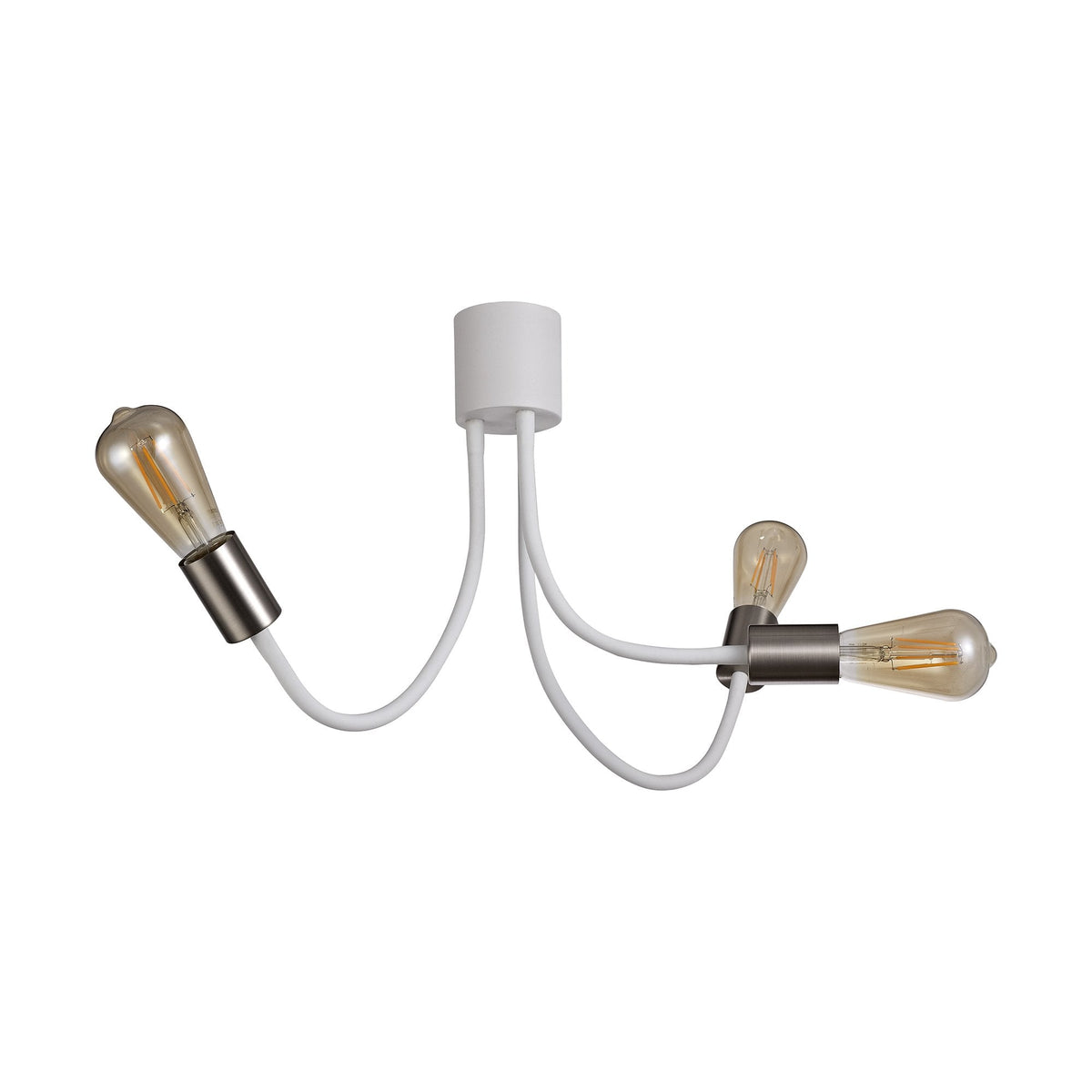 Wooton Flexible Ceiling 3 Light E27 in White and Satin Nickel