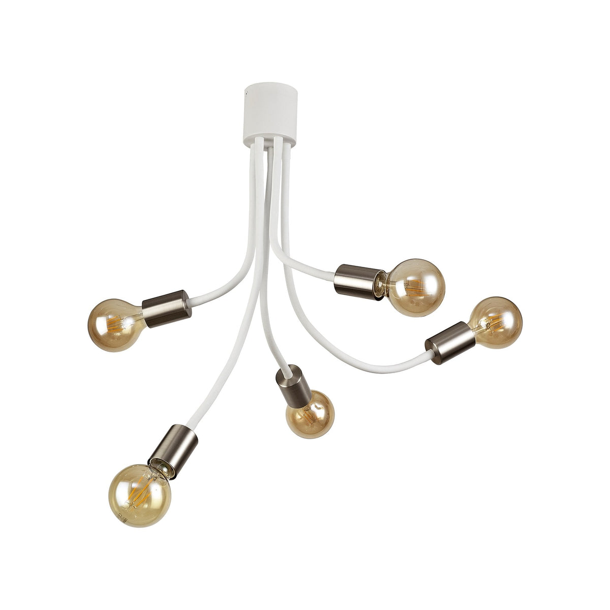 Wooton Flexible Ceiling 5 Light E27 in White and Satin Nickel