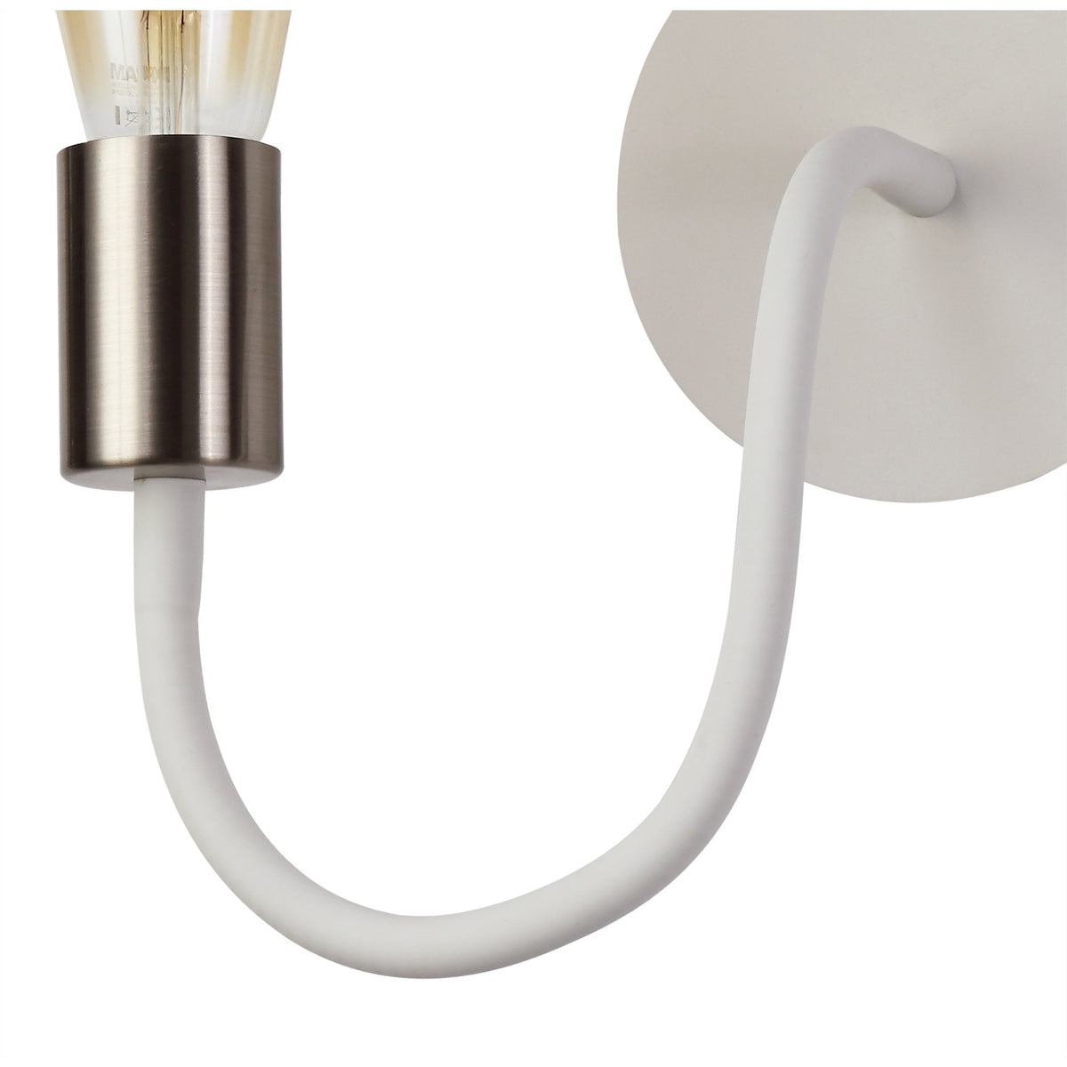 Wooton Flexible E27 Wall Light in White and Satin Nickel