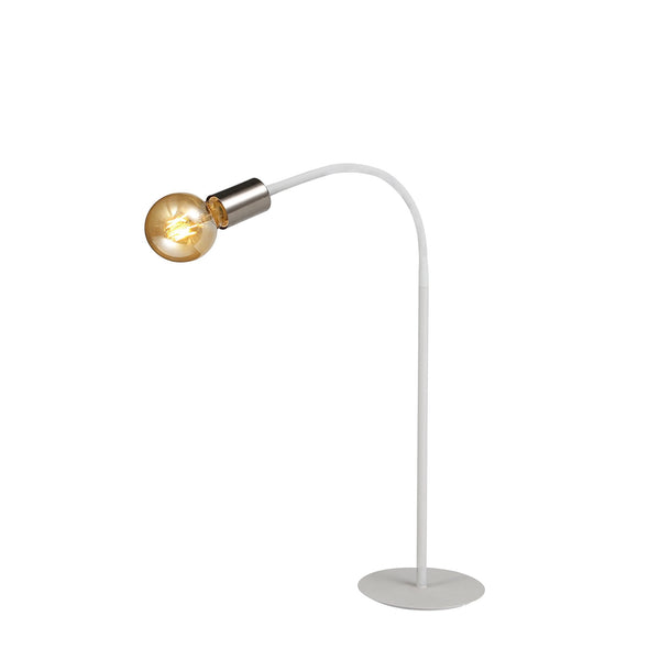 Wooton Flexible E27 Table Lamp in White and Satin Nickel