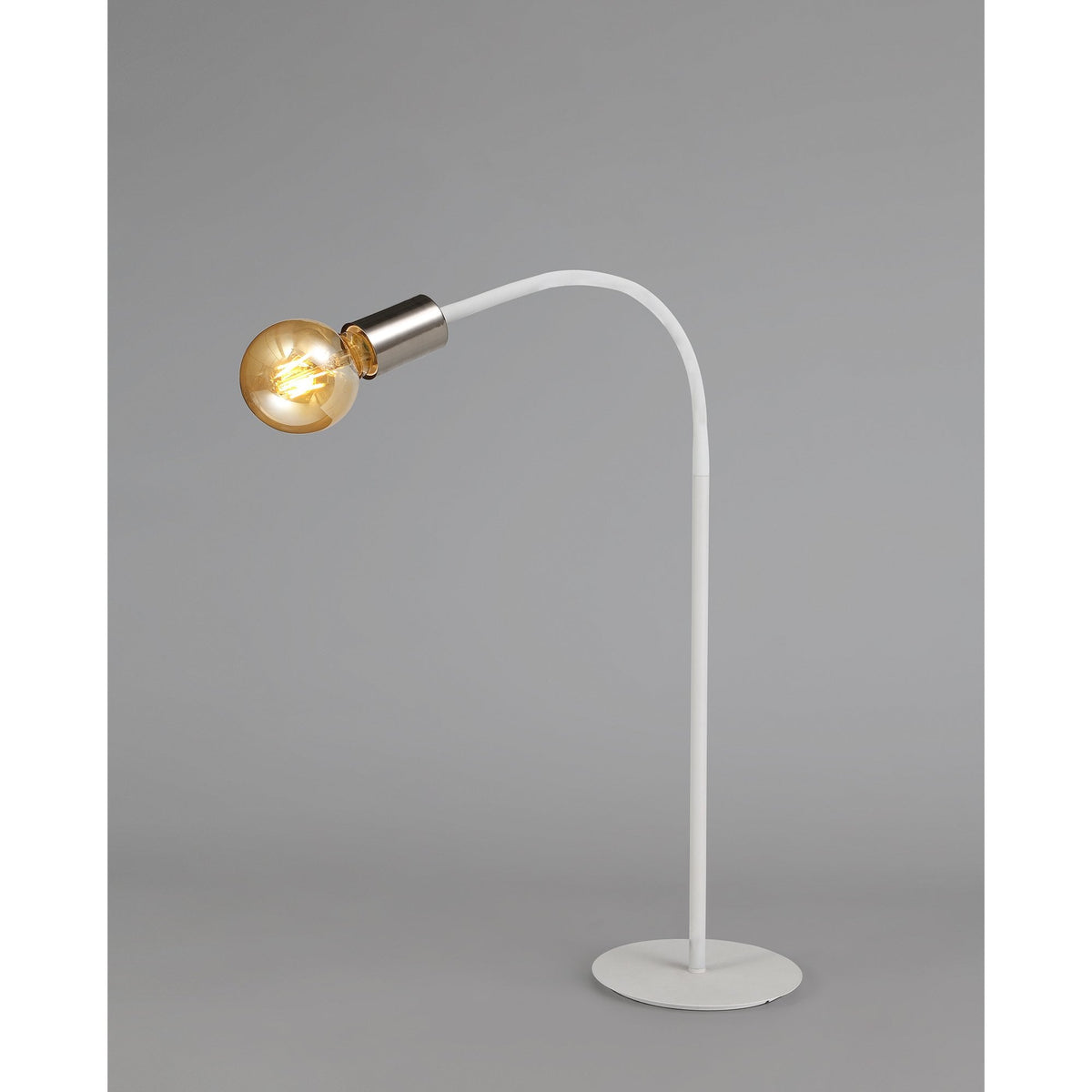 Wooton Flexible E27 Table Lamp in White and Satin Nickel