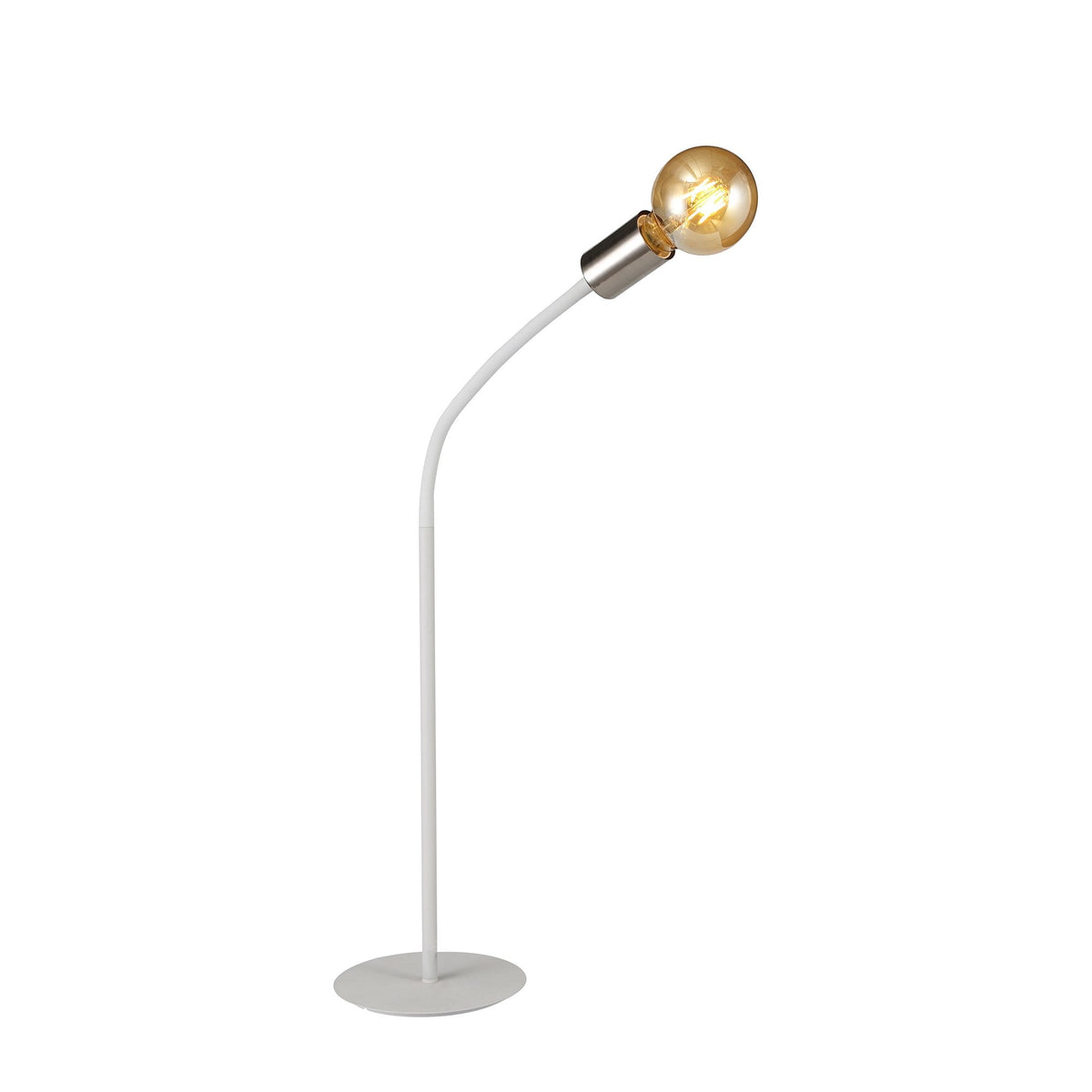 Wooton Flexible E27 Table Lamp in White and Satin Nickel