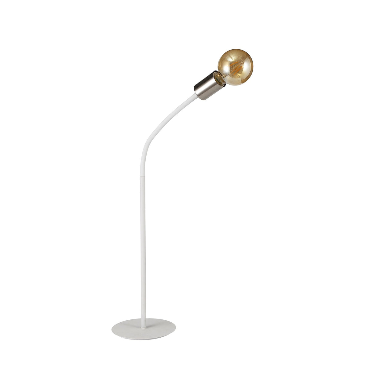 Wooton Flexible E27 Table Lamp in White and Satin Nickel