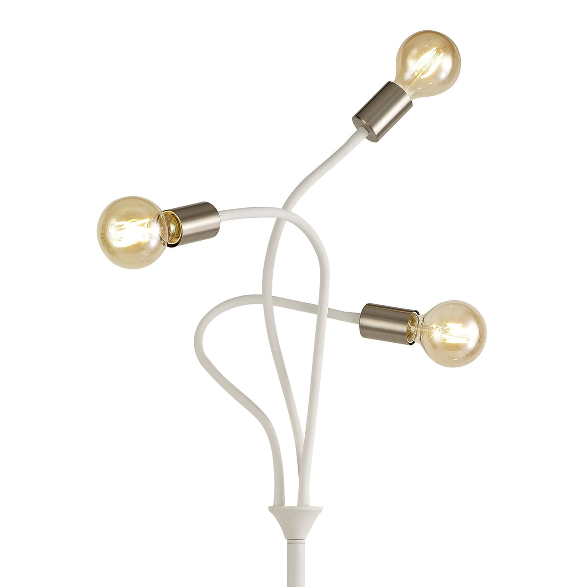 Wooton Flexible 3 Light E27 Floor Lamp in White and Satin Nickel
