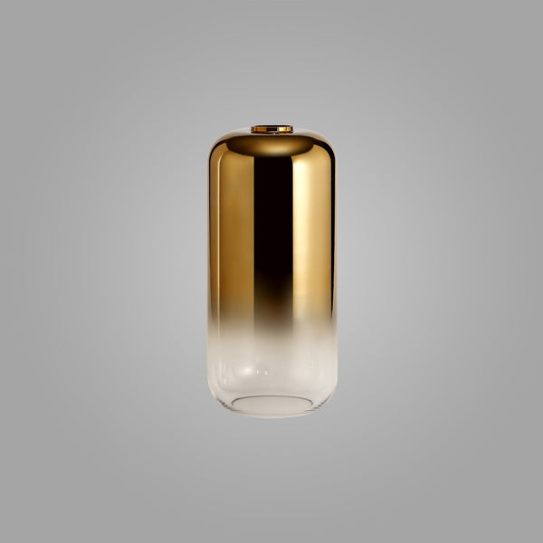 Atherington 16cm Cylinder in Brass Gold & Clear Glass