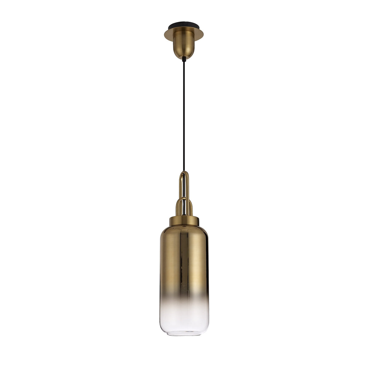 Atherington 16cm Cylinder in Brass Gold & Clear Glass
