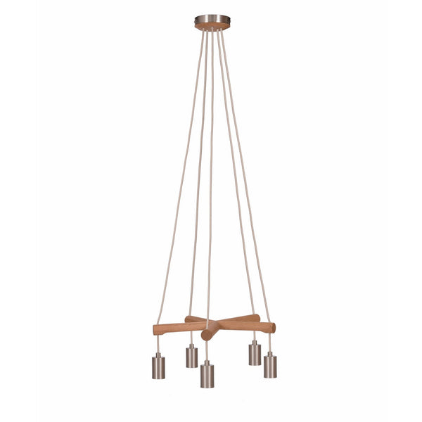 Rathborne Oak Pendant Light with Nickel Detail