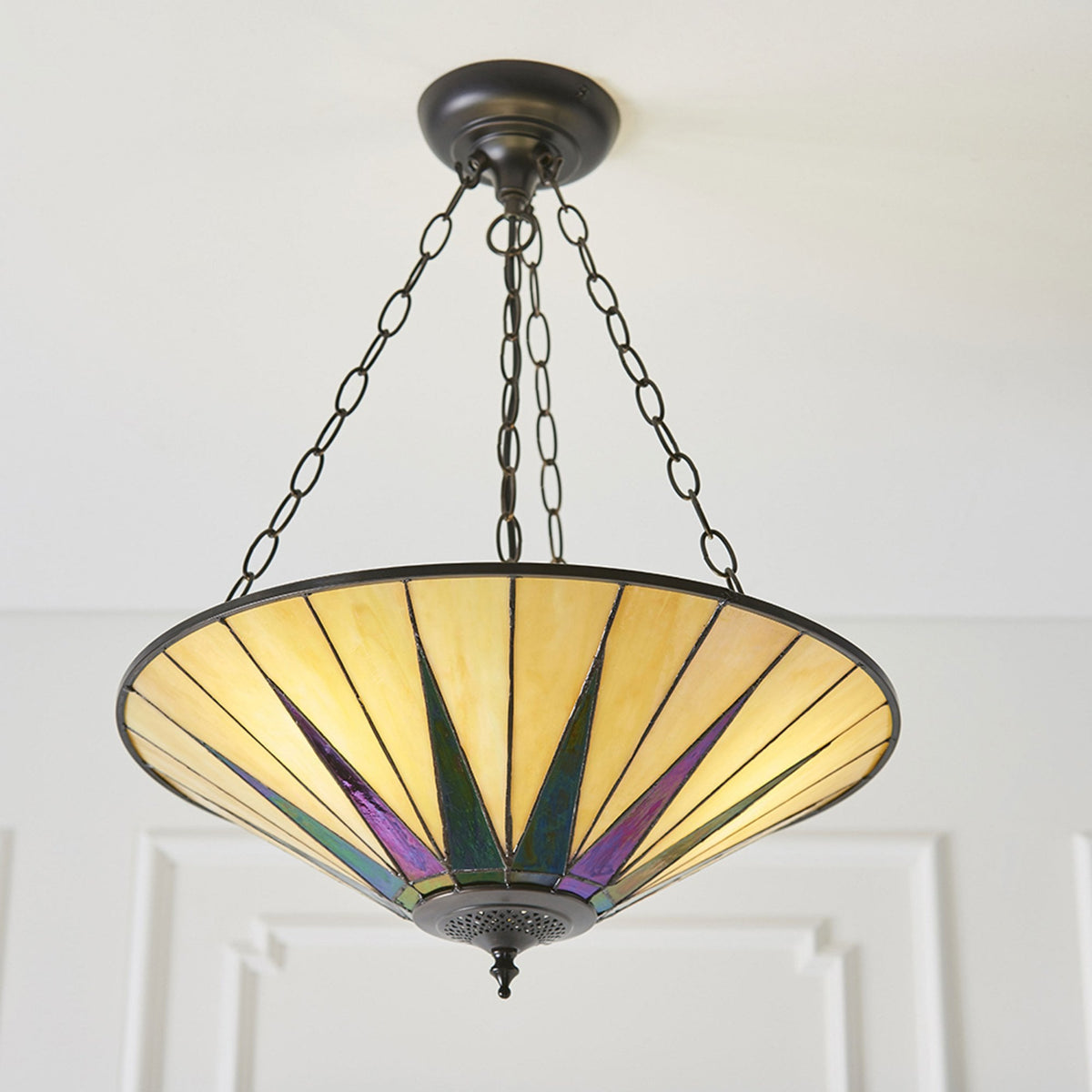 Rush Lamp Invert Tiffany Dark Star Large Inverted 3 Light Tiffany Pendant Light | Dusk ...