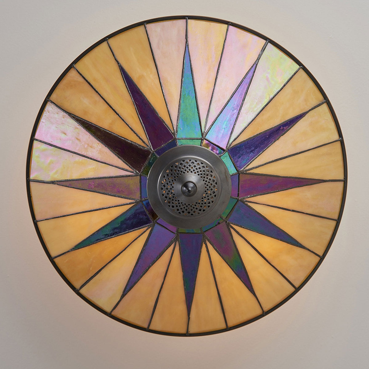 Dark Star Large 3 Light Tiffany Semi Flush Ceiling Light