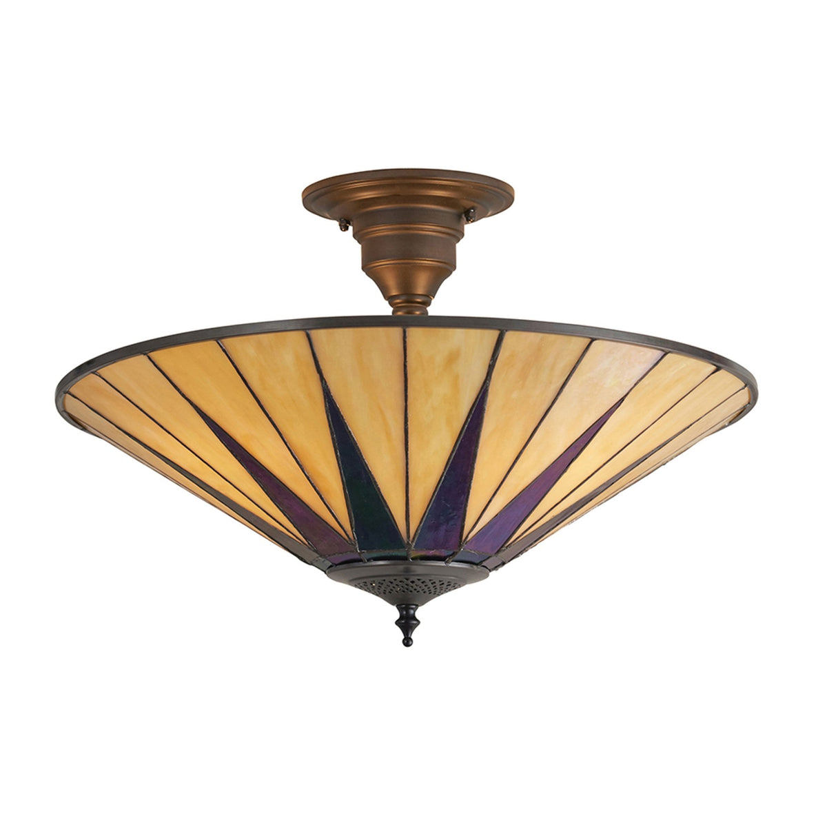 Dark Star Large 3 Light Tiffany Semi Flush Ceiling Light