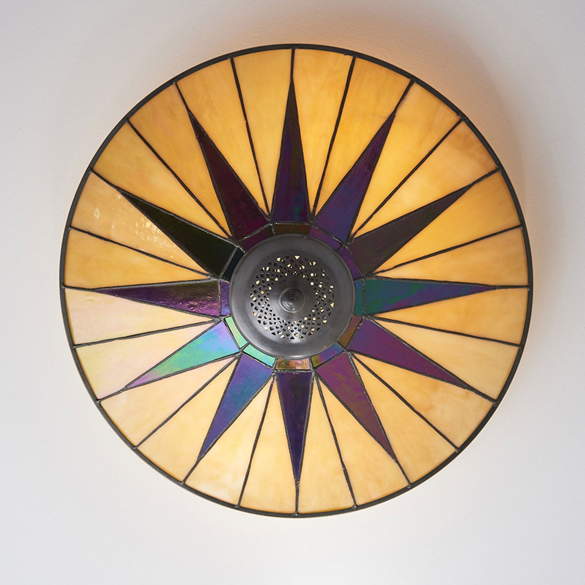 Dark Star Large 2 Light Tiffany Flush Ceiling Light